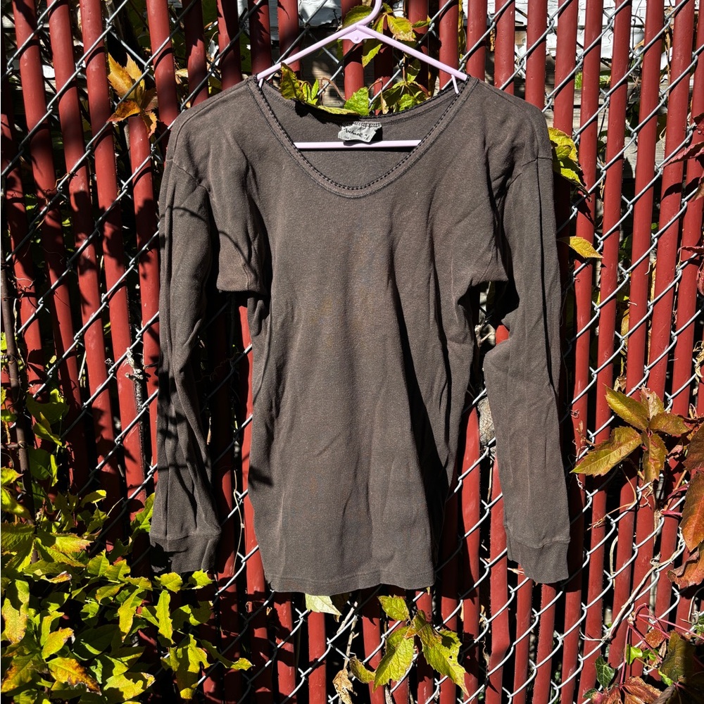 Michael Stars Distressed Brown Tee